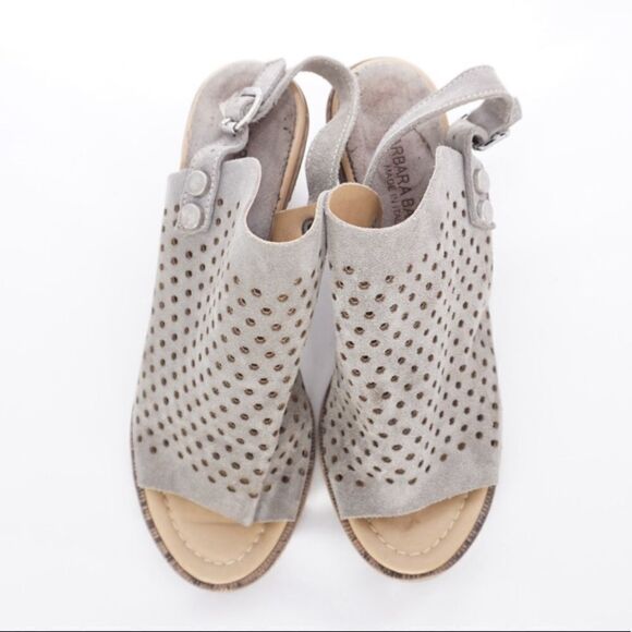 Barbara Barbieri Suede Chunky-Heel Slingback Sandals, Size 7.5 - Picture 7 of 7